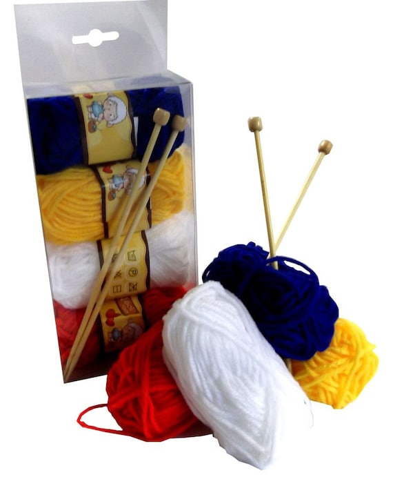 Childrens Knitting Kit Needles Wool Instructions Beginners