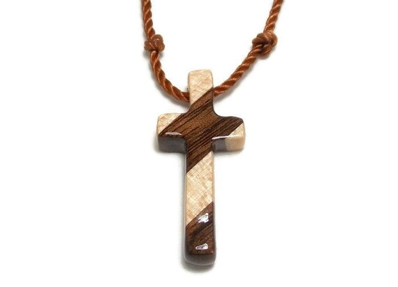 Wood Cross Necklace Wooden Cross Pendant Men's Cross