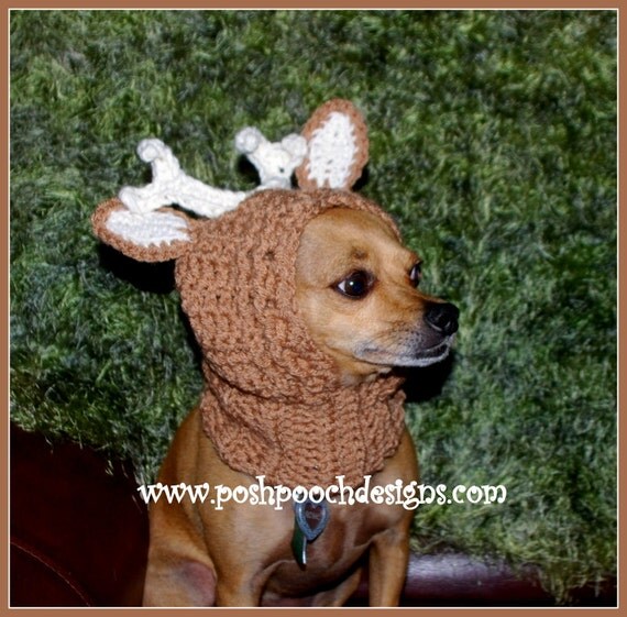 crochet snood dogs pattern for Instant poshpoochdesigns Download Deer Crochet Antler Dog by Snood