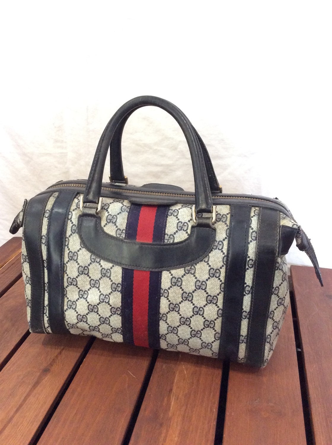gucci blue and red striped bag