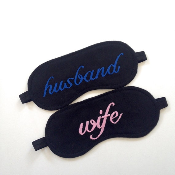 Embroidered sleep eye masks Husband and wife Hers by GoiaBoutique