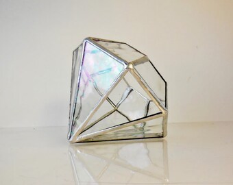 Terrarium, stained glass terrarium, geometric terrarium, diamond shape plant holder