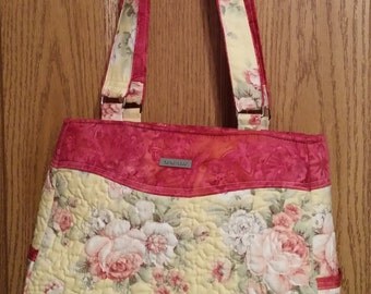 Shabby Chic Quilted Purse, Pinks and Yellows