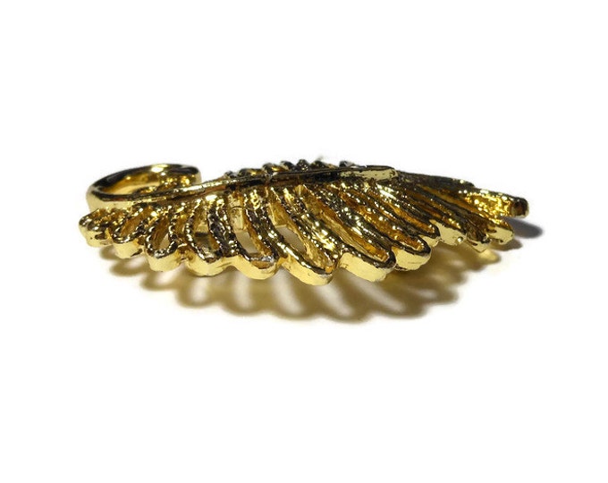 FREE SHIPPING Gerry's leaf brooch pin signed Gerry's, gold tone, textured