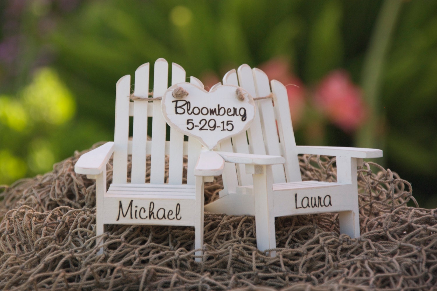 Personalized Cake Topper Adirondack Chairs-Beach