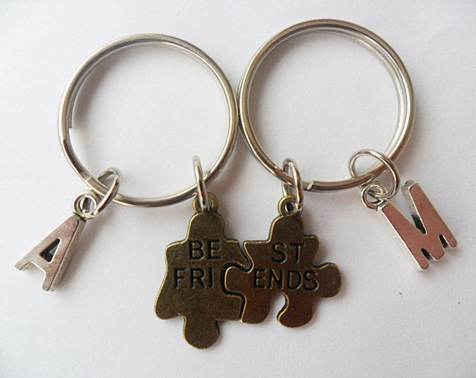 Best Friend Keychains 2 Initial best friend keychains with puzzle (pick your own letters)