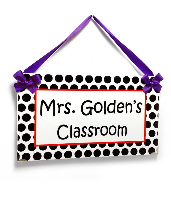 Personalized Teacher Name Classroom Door Sign Simple Design