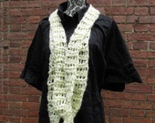 Infinity Scarf Crochet Acrylic Washable Colorful Warm Soft Handmade Cream Off White