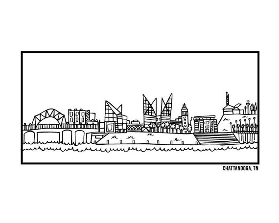 items similar to chattanooga tn skyline elle karel items similar to chattanooga tn skyline elle karel