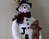 CIJ Sale, Christmas Snowman, Xmas Snowman, Christmas Ornament, Christmas Decoration, Holiday Decor, Dressed Snowman, Prim Snowman,