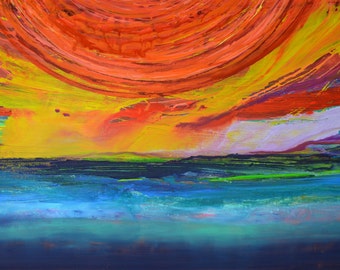 XXL Landscape Original Art by Caroline Ashwood - Textured and contemporary abstract painting on canvas - Free Shipping