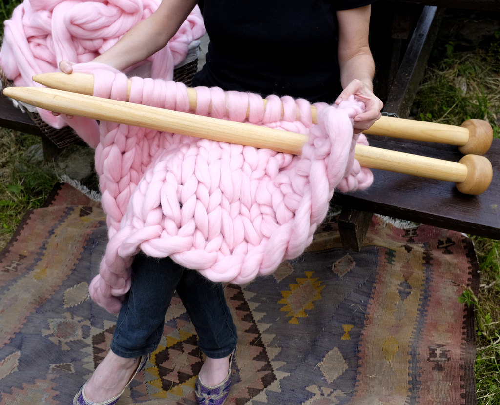 1.6" diameter Knitting needles- chunky blanket- 40 mm /100+ - 40"length -100 cm length - Unspun Wool needles - Super Chunky Yarn