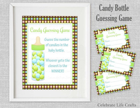 Baby Shower Printable Game Candy Bottle Guessing Game Sign