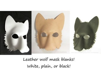 Blank Leather Wolf Mask Form, Animal mask, LARP, Cosplay, Leather mask, Fox mask, DIY Mask, Halloween Mask, Costume, Theatre, Mardi Gras