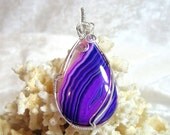 Purple Brazilian Agate Pendant Solid Sterling Silver 930 Wire Wrapped in Argentium Anti-tarnish wire Purple Brazilian Agate Pendant Solid Sterling Silver 930 Wire Wrapped in Argentium Anti-tarnish wire