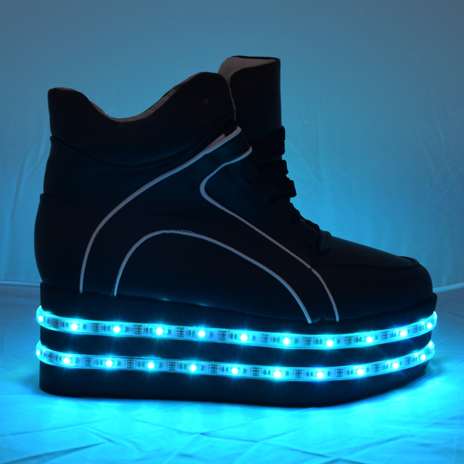 Light up LED hightop PLATFORM shoes with tons of by NeonNancy