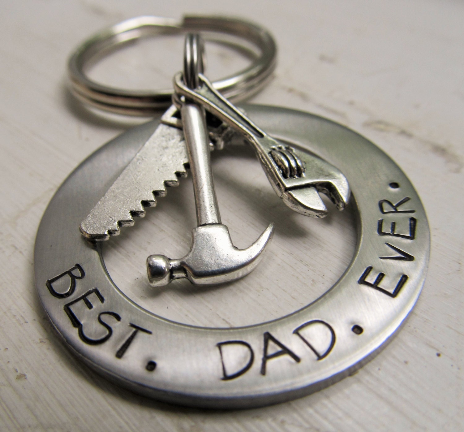Personalized Father's Day Keychain Fathers Key Ring Hand