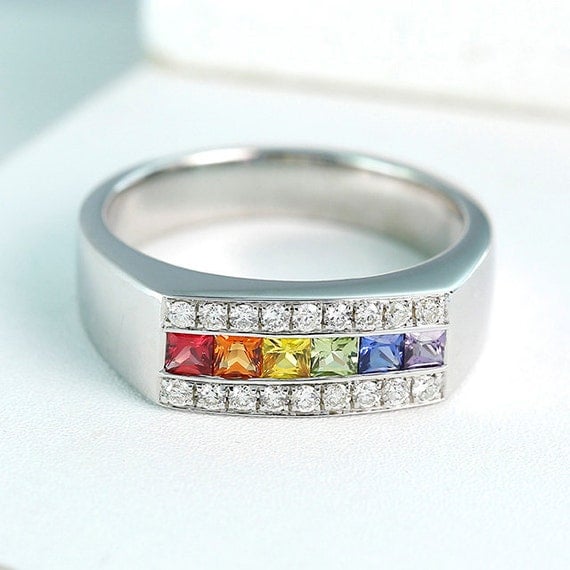 LGBT Pride Rainbow Statement Ring Sterling Silver by Equalli