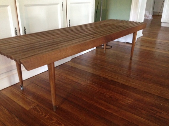 Mid Century Modern Slat Bench 5 Feet Great Shape