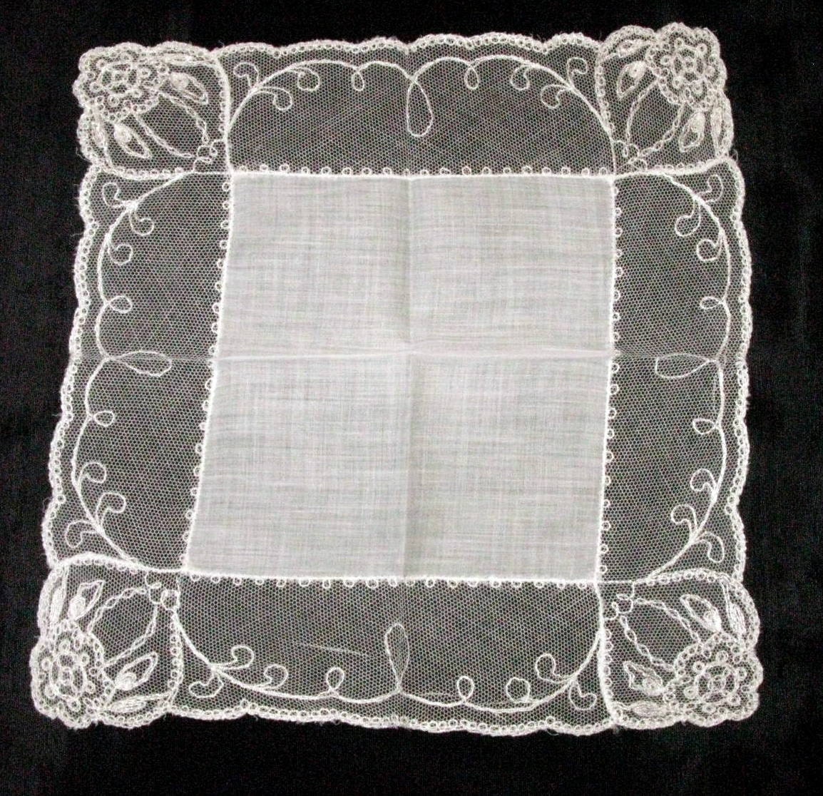 Tambour Lace Handkerchief Antique Lace by VintagebyTeresa on Etsy