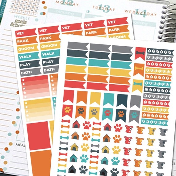 printable planner stickers dog planner stickers by starcitydesigns