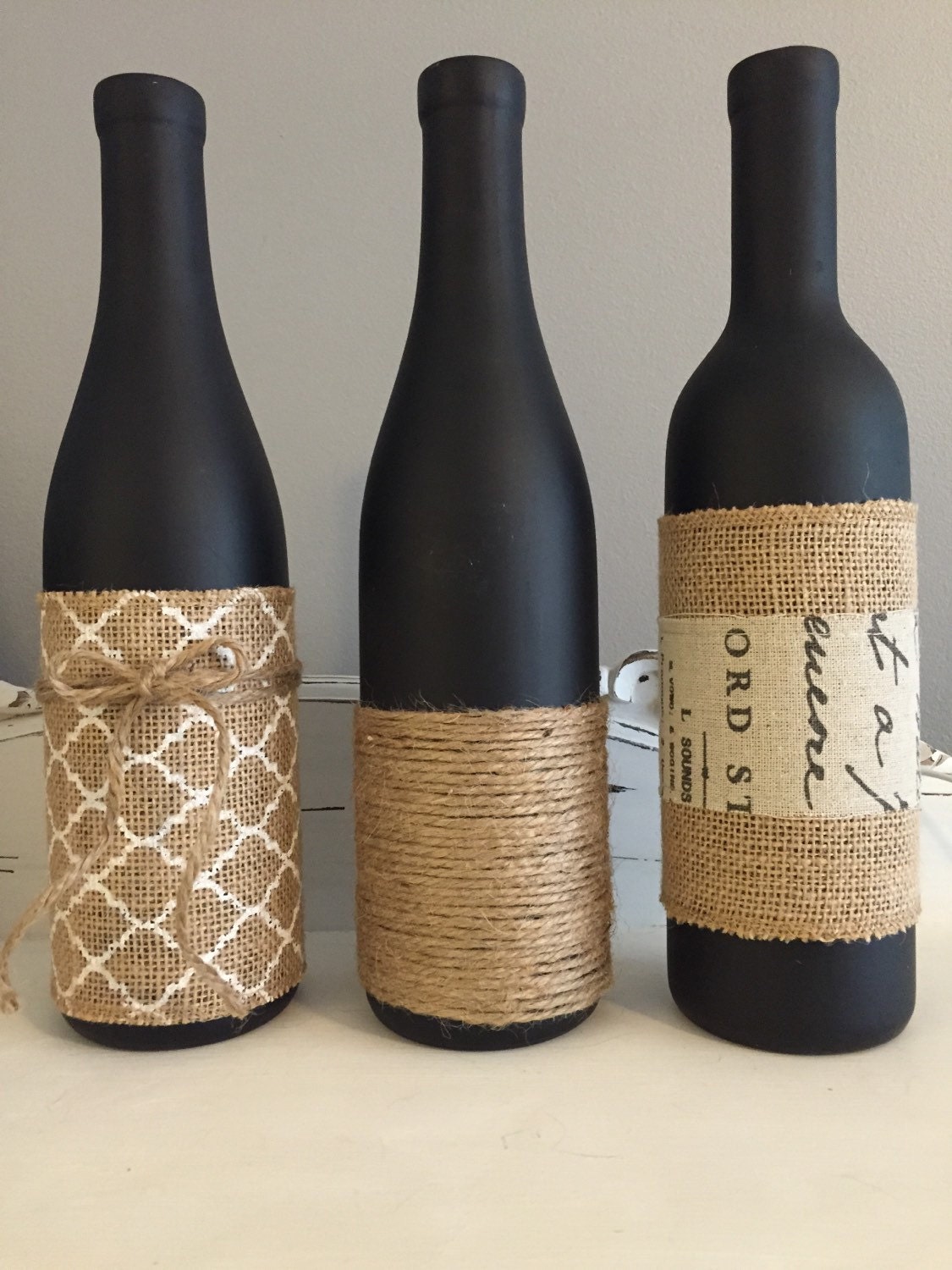 Chalk Painted Wine Bottle Vases