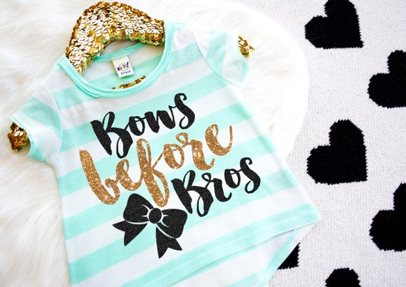 Bows Before Bros Shirt Mint Gold Bow Shirt by HauteBelliesShop