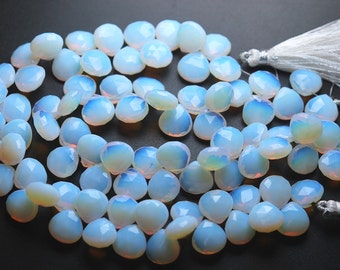 8 Inches Strand,Super Finest,White Blue Quartz Faceted Briolette Heart Approx 11mm