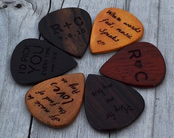 Personalized Guitar Pick, Solid Hardwood, Engraved, Father's Day, Music Lover's Gift