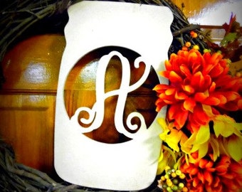 Monogram Letter, Door Hanger, Framed Letter, Wood Letter, Mason Jar Monogram