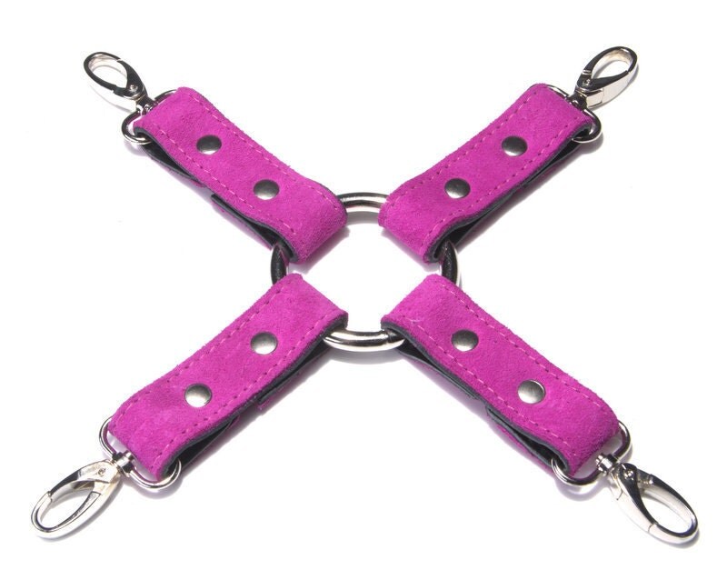 Pink Suede 4 Way Hogtie For Bondage Cuffs Restraints Set Bdsm