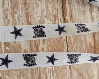 3 Yards of 7/8 Inch Dallas Cowboys Printed Football Grosgrain Ribbon