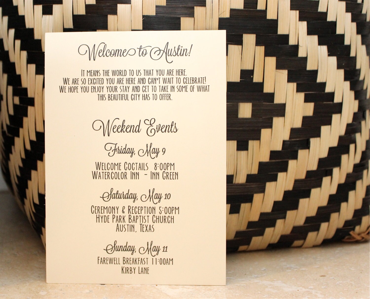 Wedding Welcome Bag Inserts // Out of Town Wedding Guest