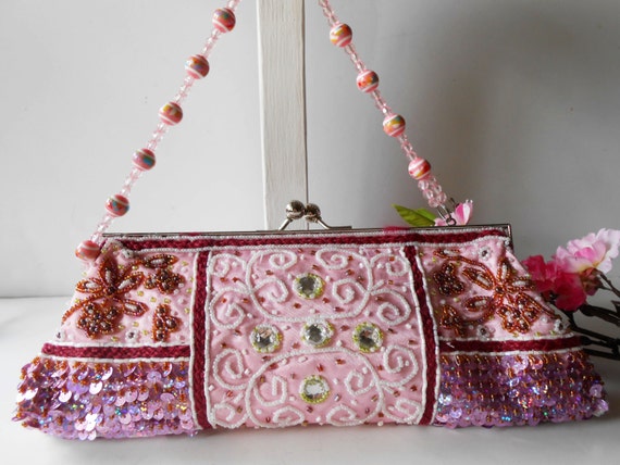 pink beaded purse