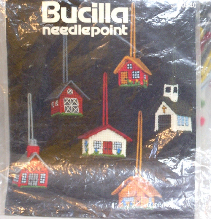 Bucilla Needlepoint Kit Supplies to Make Six Hanging Village