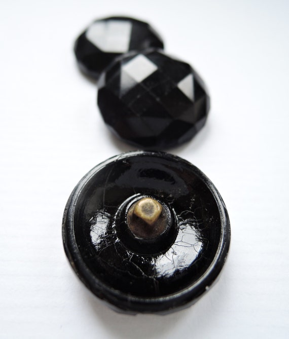 Vintage Black Glass Buttons 96
