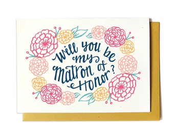 Will You Be My Matron of Honor Card - GOLD - Bridal Party Card - Ask Matron of Honor