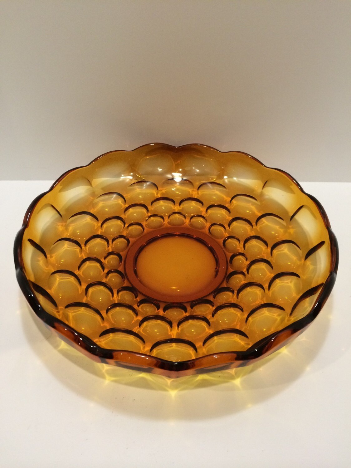 Vintage Mod Amber Glass Serving Platter Haute Juice