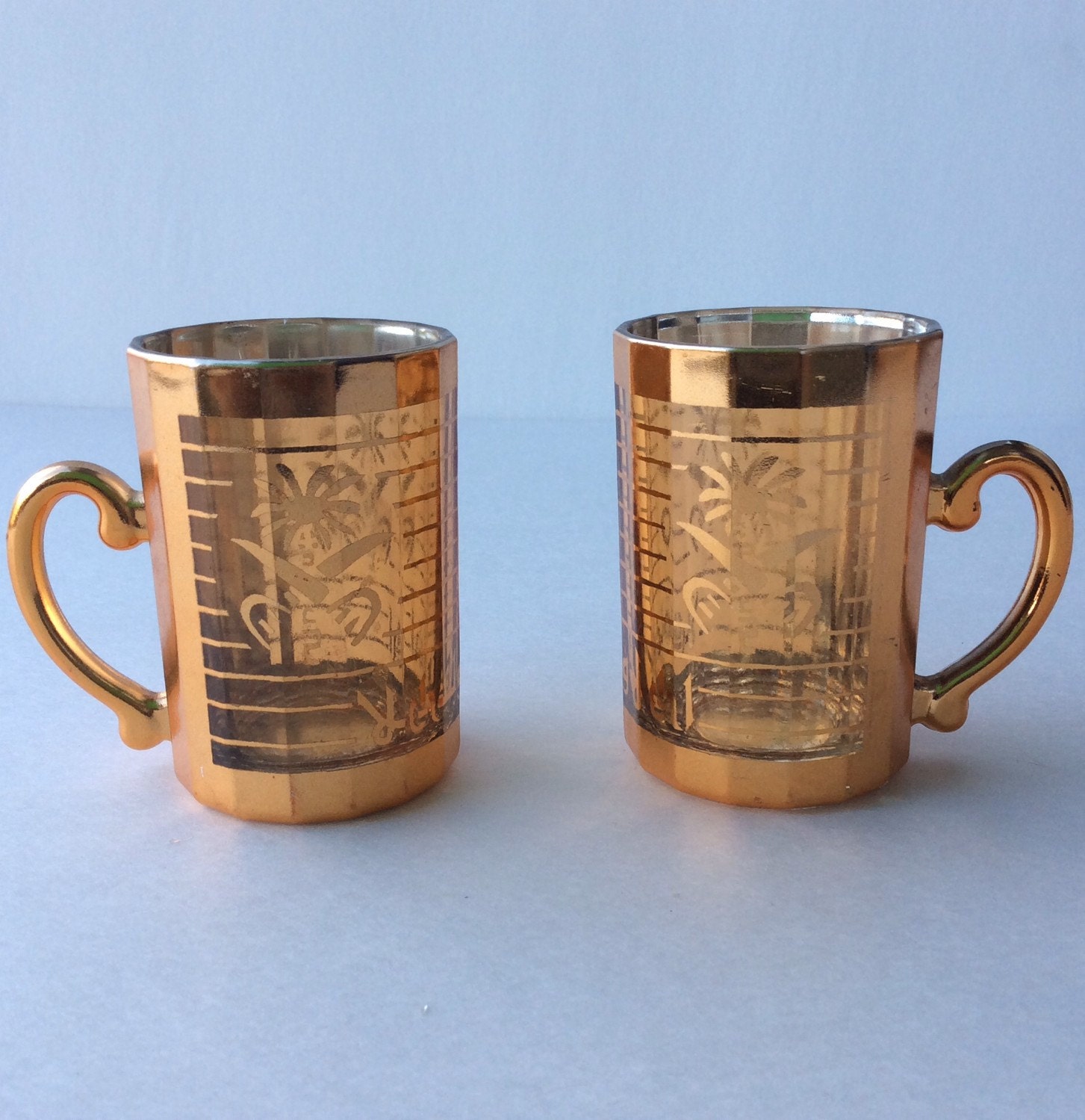 Vintage Pair of Korean Drinking Mugs/Glasses marked Jewoo