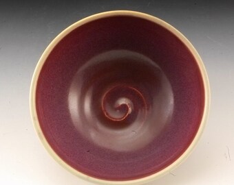 Handmade Pottery Bowl Plum Red and Celadon Stoneware by Mark Hudak
