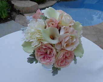 Bridal bouquet n ivory, blush and soft peach