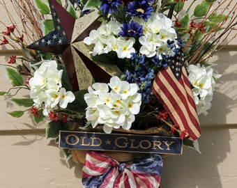 Patriotic Door Hanging, Patriotic Wreath, Americana Wreath, Flag Wreath, Patriotic Decor, 4th of July Wre