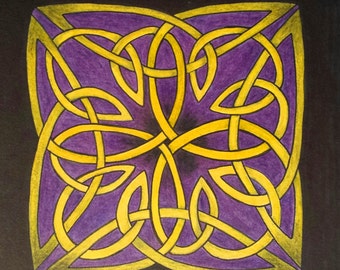 Signed Original Artwork Painting Celtic Knot Cross Art Abstract Knotwork **Not a Print! **