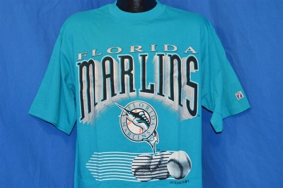 90s Florida Marlins Original Logo Throwback Teal Blue Vintage