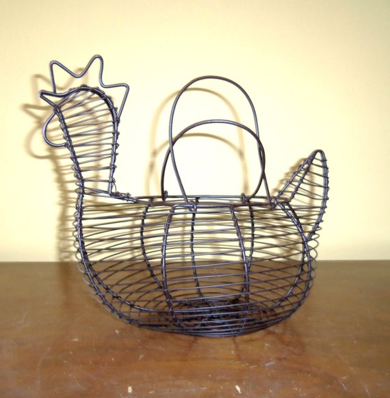 Vintage Black Wire Bird Egg Basket