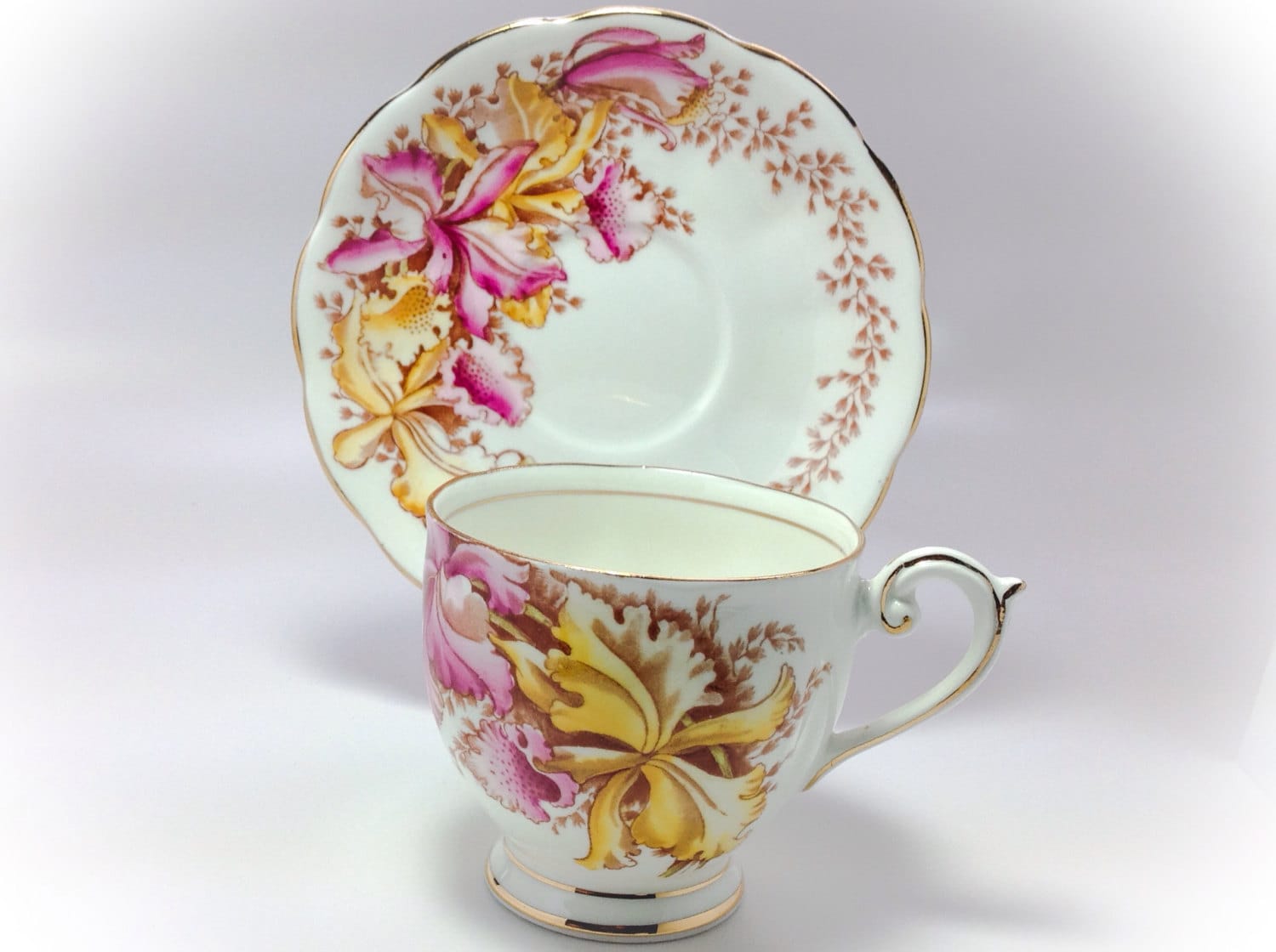 Vintage Bell China England Pattern Orchids tea