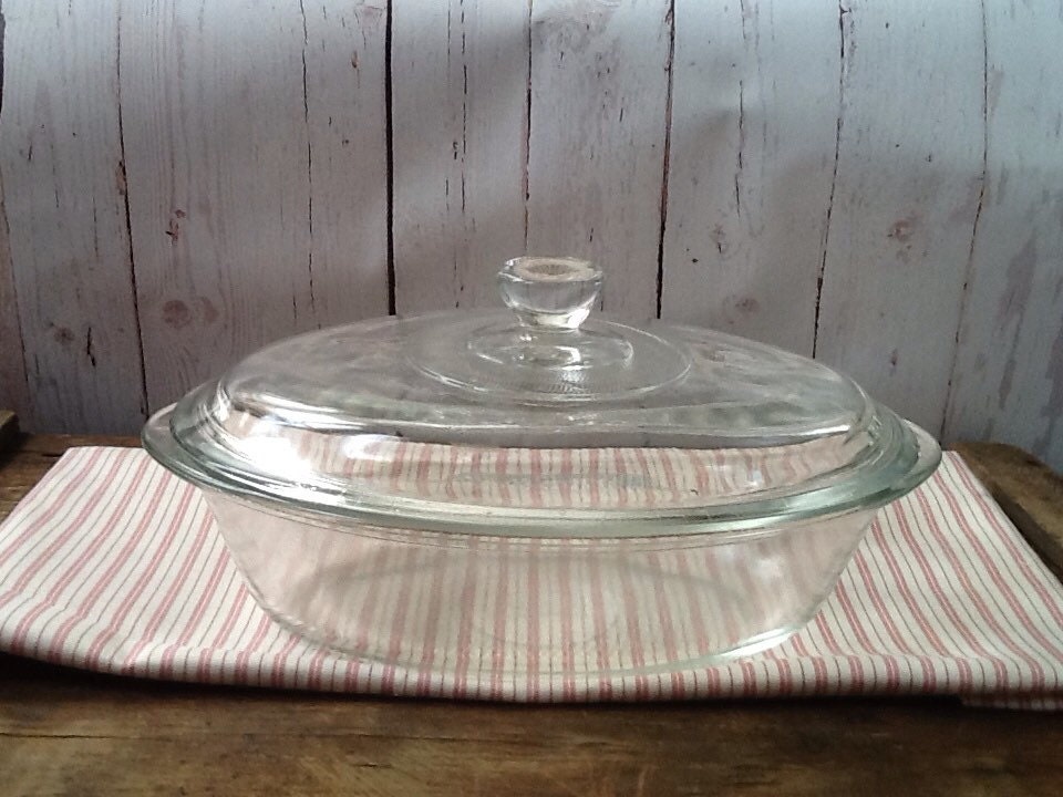 Vintage Glasbake clear glass Oval cookware 1qt baking dish