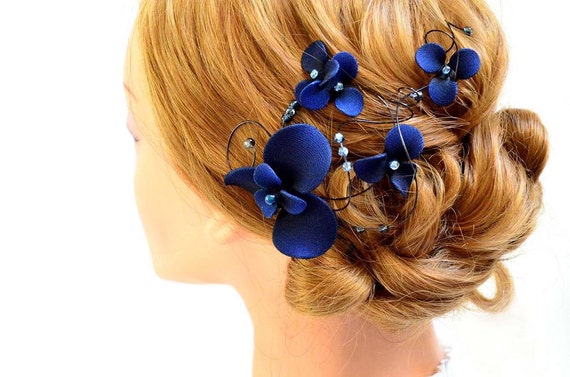 Navy blue  fascinator Bridesmaids navy head piece by MyArtDeco