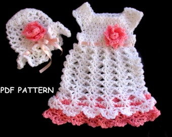 Items similar to Pink Baby Girl Dress, Crochet Baby Clothes, Infant ...