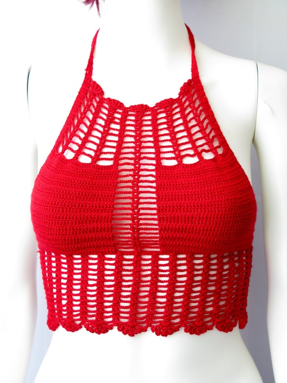 Festival Bohemian Crochet Halter Bikini Top Swimwear Swimsuit